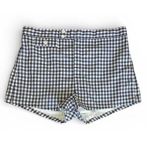 Vtg Swim Trunks Mens 40 Blue White Check Lined Shorts Sunwear Miami Fontaineblea